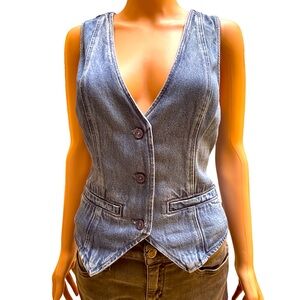 Young Fabulous & Broke Veda Light Wash Blue Jean Vest Medium NWT